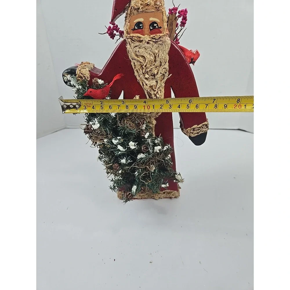 Vtg Hand Carved Painted Old World Santa Claus Woodsman Figurine 12